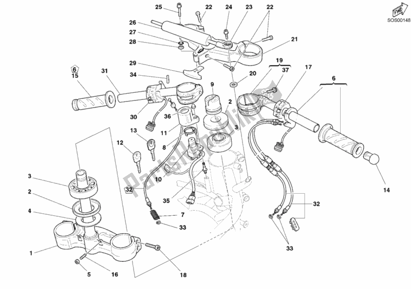 Todas las partes para Manillar de Ducati Superbike 749 2003