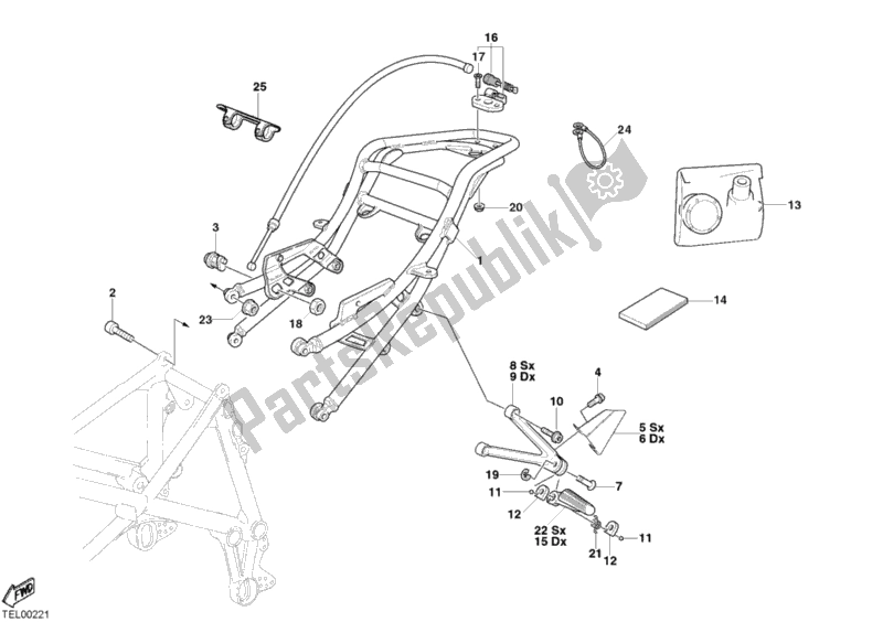 Tutte le parti per il Telaio Posteriore Biposto del Ducati Superbike 749 2003