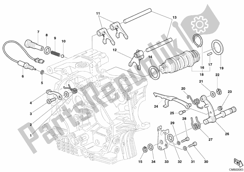 Tutte le parti per il Camma Forcella - Cambio del Ducati Superbike 749 2003