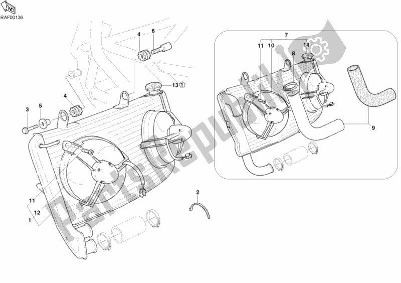 Todas las partes para Enfriador De Agua de Ducati Superbike 749 2003