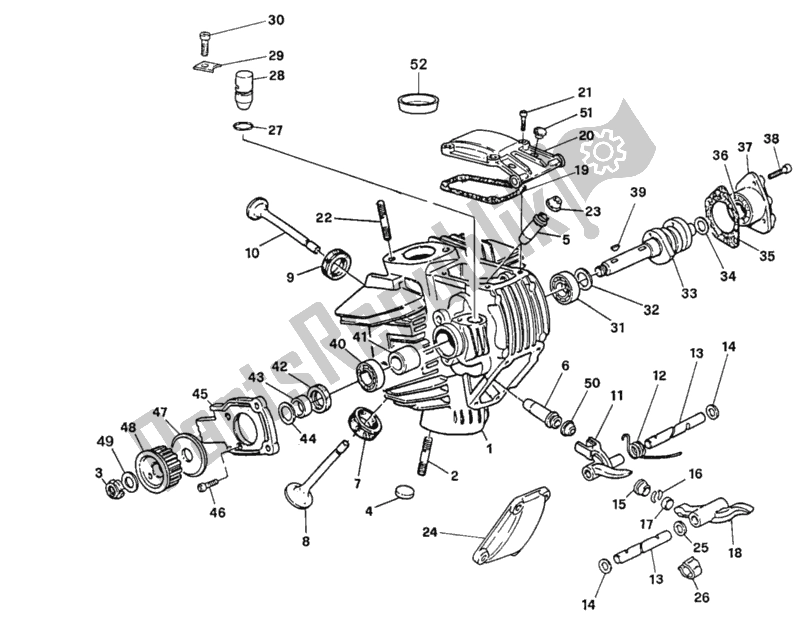 All parts for the Cylinder Head of the Ducati Monster 750 1996