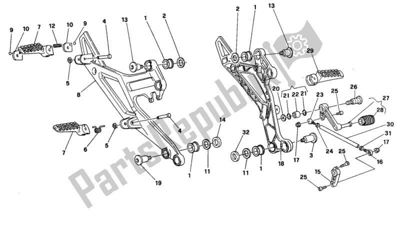 Todas las partes para Reposapiés de Ducati Monster 750 1996