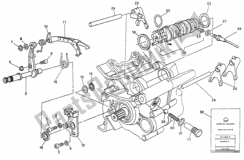 Tutte le parti per il Meccanismo Di Cambio Marcia del Ducati Monster 750 1996