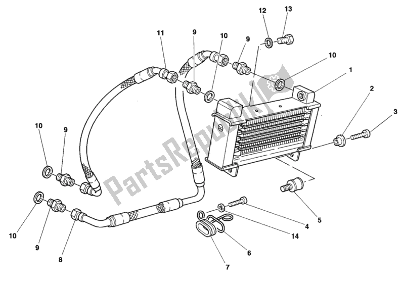 Tutte le parti per il Radiatore Dell'olio del Ducati Monster 750 1996