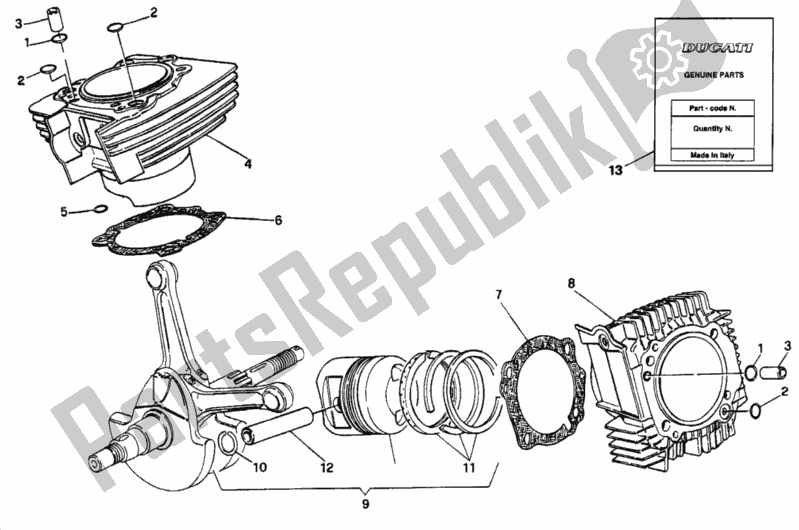 Tutte le parti per il Cilindro - Pistone del Ducati Monster 750 1997