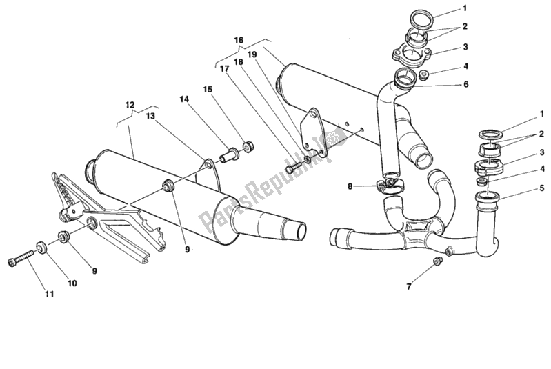 Tutte le parti per il Impianto Di Scarico del Ducati Monster 750 1997