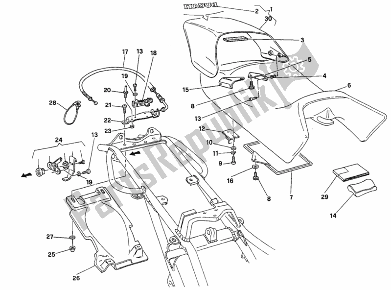 All parts for the Seat of the Ducati Monster 750 1997