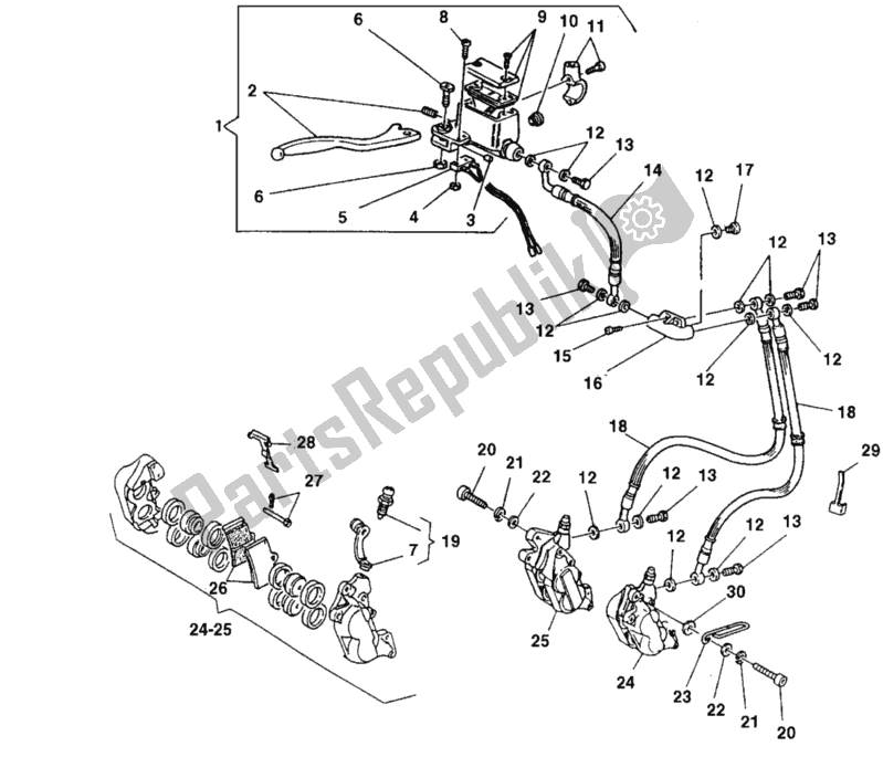 Tutte le parti per il Sistema Frenante Anteriore del Ducati Monster 750 1998