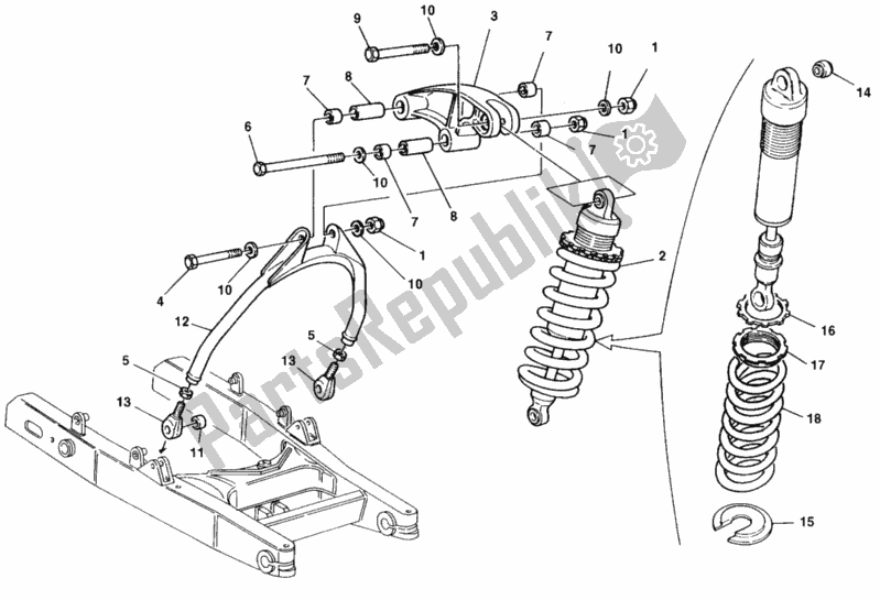 Tutte le parti per il Ammortizzatore Posteriore del Ducati Monster 750 1998