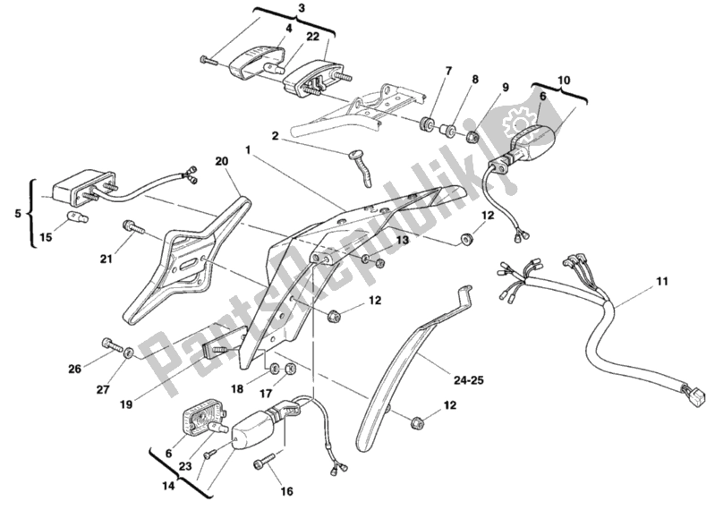 Tutte le parti per il Fanale Posteriore del Ducati Monster 750 1998