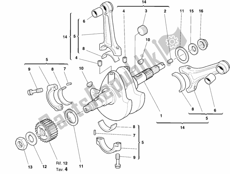 Alle onderdelen voor de Krukas van de Ducati Monster 750 1999