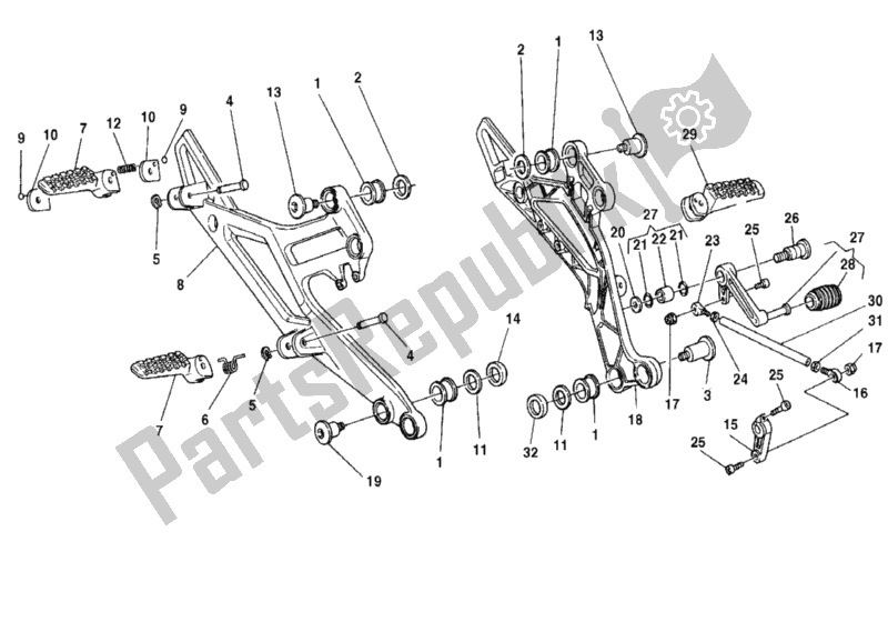 Tutte le parti per il Poggiapiedi del Ducati Monster 750 1999