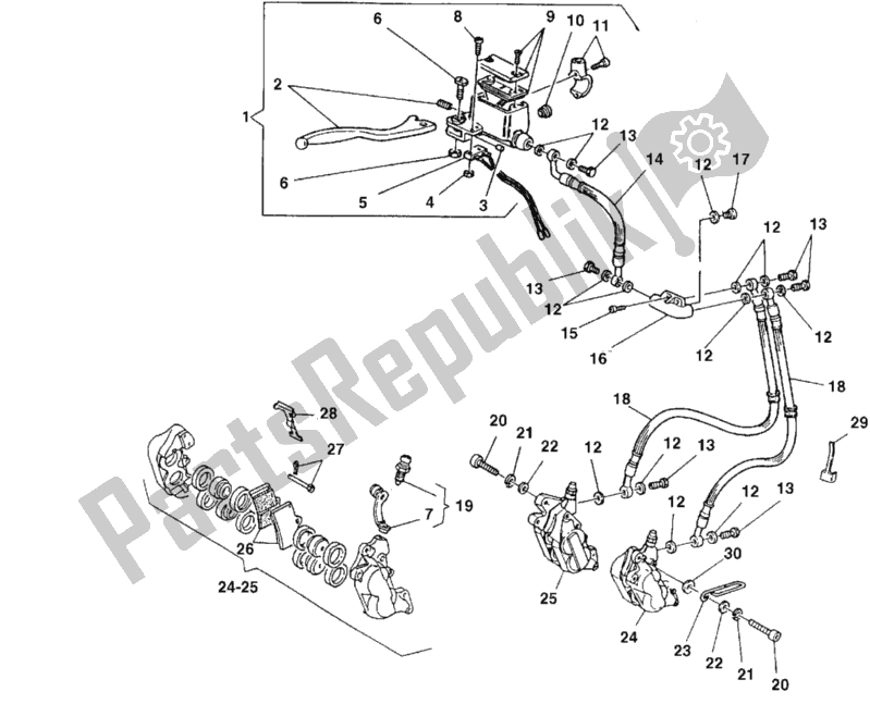 Tutte le parti per il Sistema Frenante Anteriore del Ducati Monster 750 1999