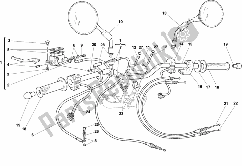 Tutte le parti per il Manubrio del Ducati Monster 750 1999