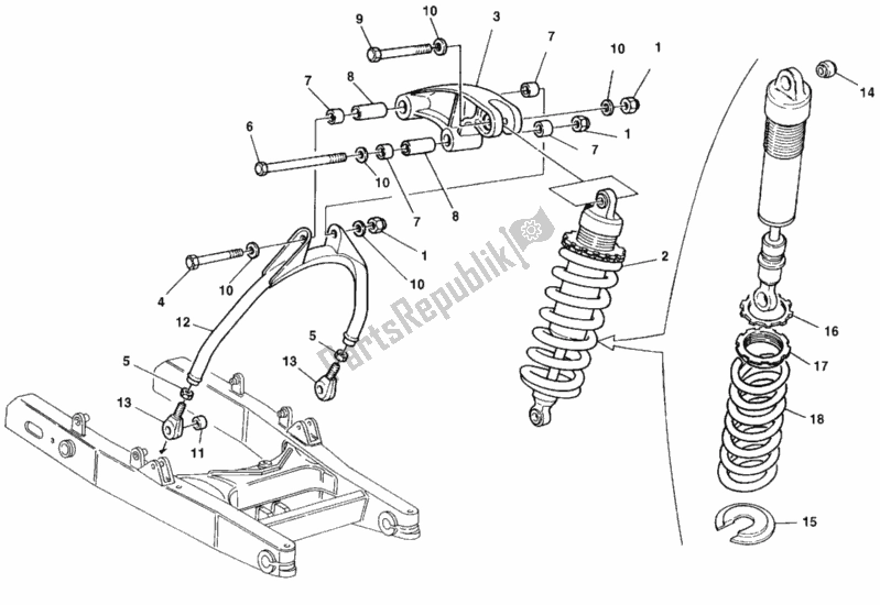 Tutte le parti per il Ammortizzatore Posteriore del Ducati Monster 750 1999