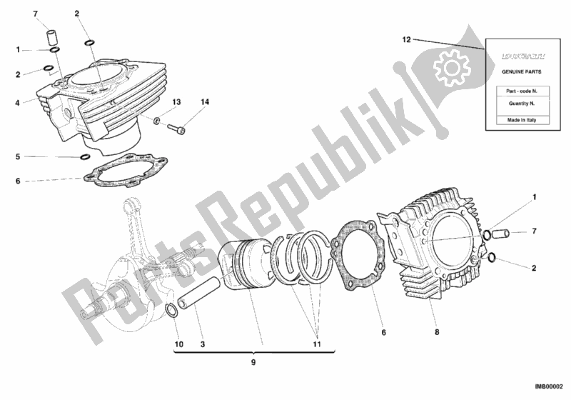 Tutte le parti per il Cilindro - Pistone del Ducati Monster 750 2000