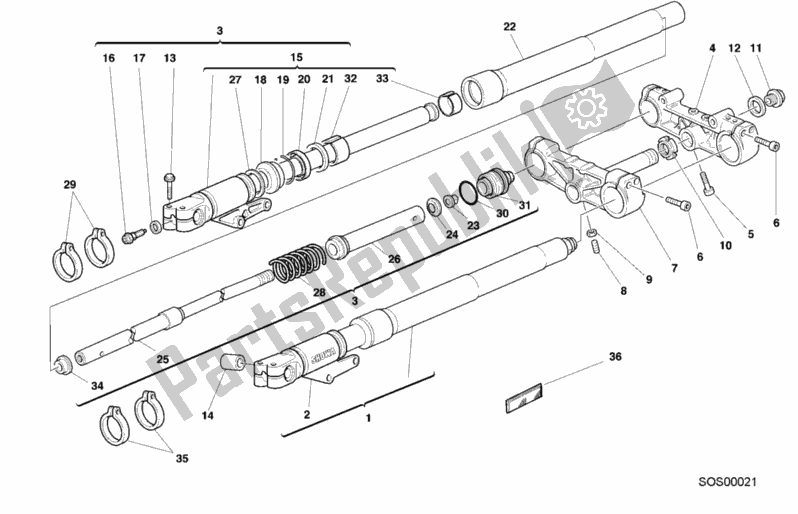 Tutte le parti per il Forcella Anteriore del Ducati Monster 750 2000