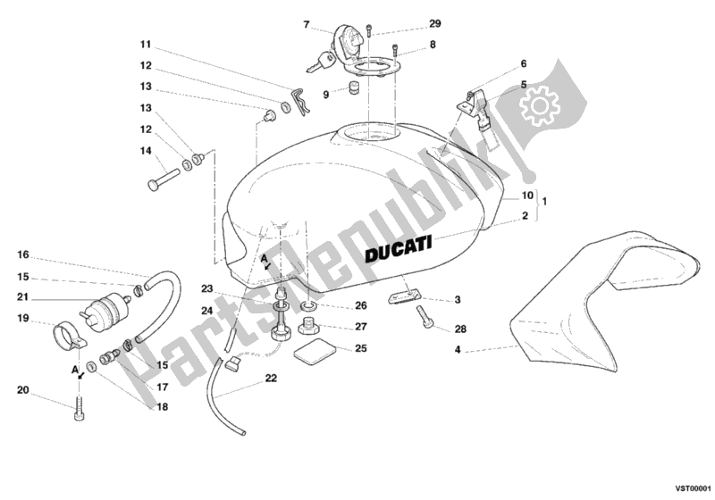 Alle onderdelen voor de Benzinetank van de Ducati Monster 750 2000