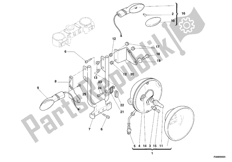 Todas las partes para Faro de Ducati Monster 750 2000