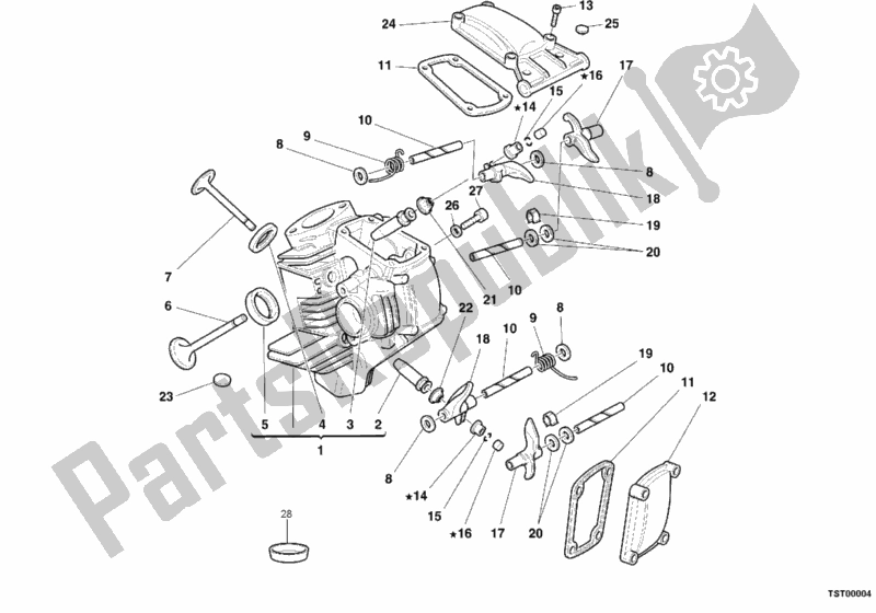 Todas as partes de Cabeça De Cilindro Horizontal do Ducati Monster 750 2000