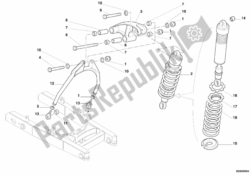 Todas las partes para Amortiguador Trasero de Ducati Monster 750 2000