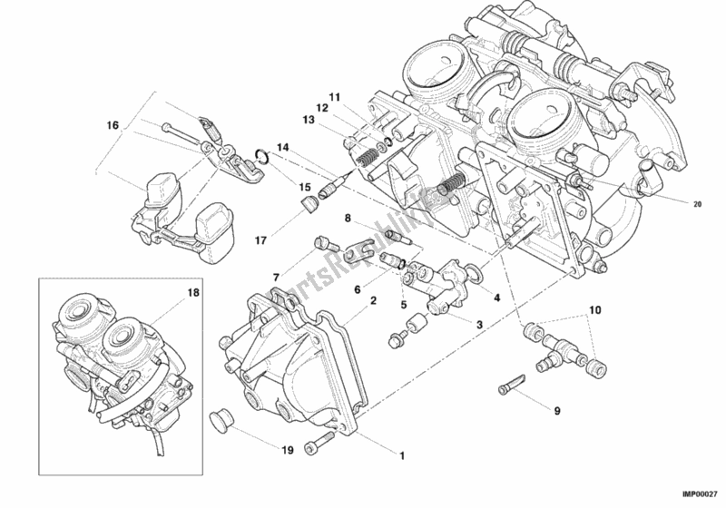 Alle onderdelen voor de Carburator van de Ducati Monster 750 2001