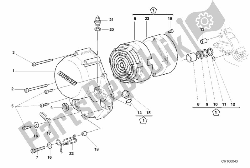 Alle onderdelen voor de Koppelingsdeksel van de Ducati Monster 750 2001