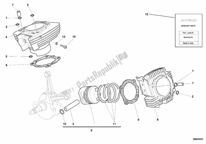 Todas las partes para Cilindro - Pistón de Ducati Monster 750 2001