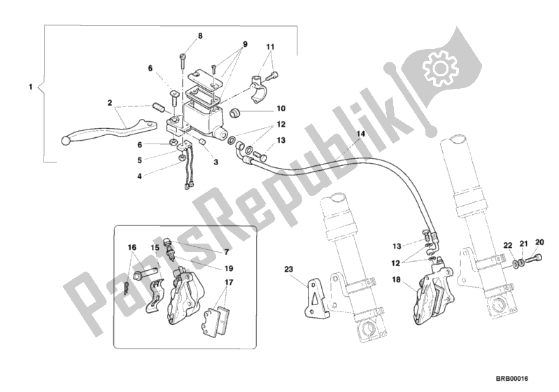 Tutte le parti per il Sistema Frenante Anteriore Usa del Ducati Monster 750 2001