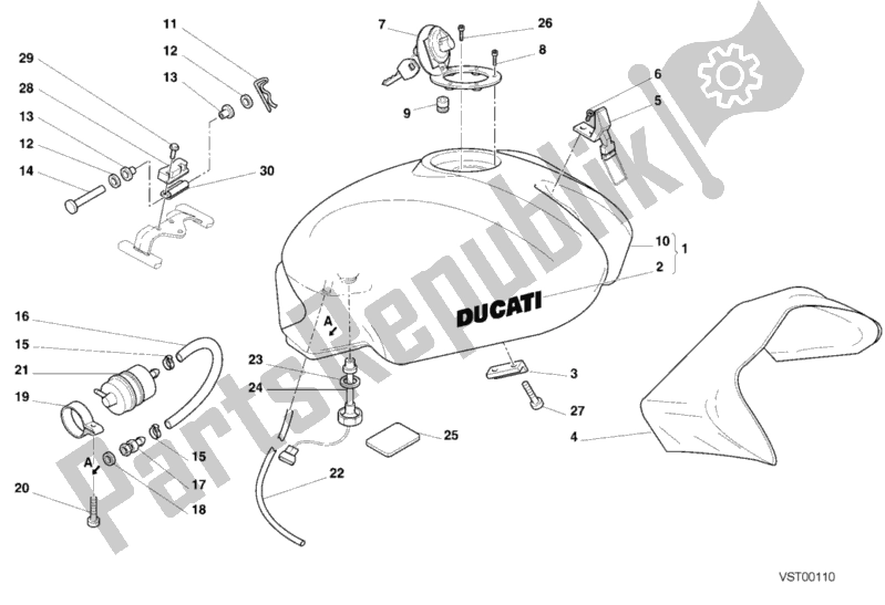 Alle onderdelen voor de Benzinetank van de Ducati Monster 750 2001