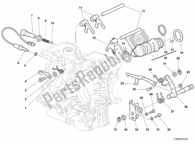 Tutte le parti per il Meccanismo Di Cambio Marcia del Ducati Monster 750 2001