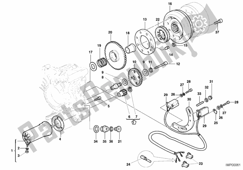 Alle onderdelen voor de Generator - Startmotor van de Ducati Monster 750 2001