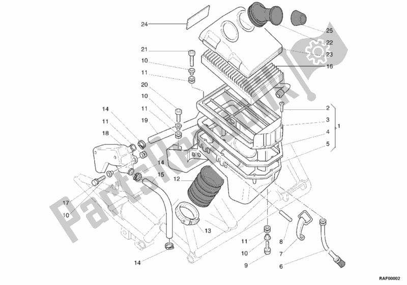 Alle onderdelen voor de Inname van de Ducati Monster 750 2001