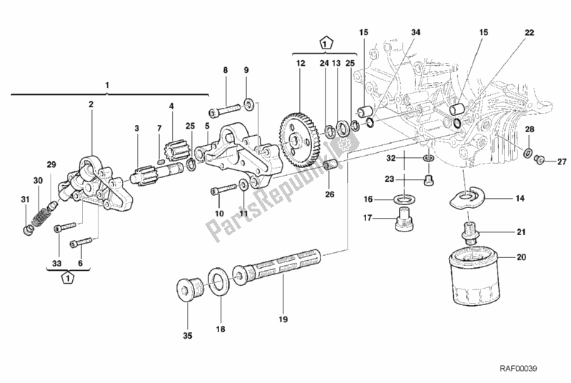 Alle onderdelen voor de Oliepomp - Filter van de Ducati Monster 750 2001