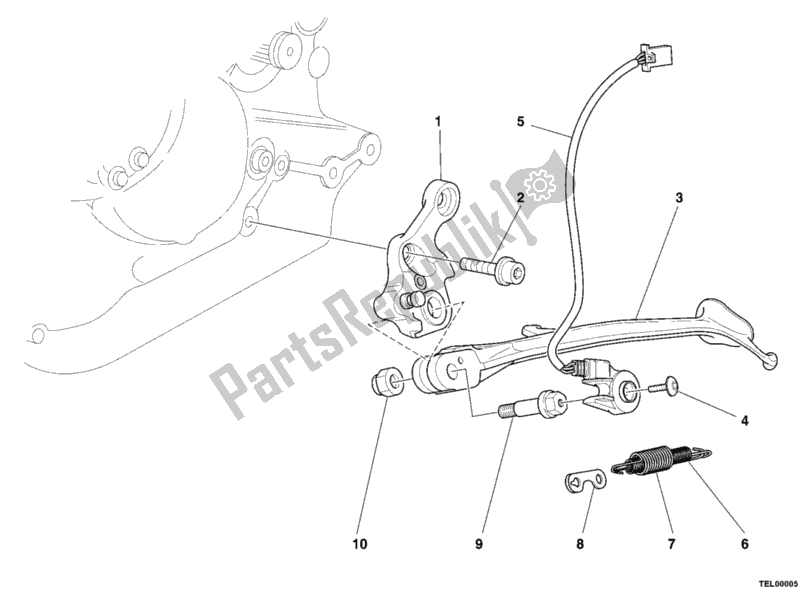 Alle onderdelen voor de Zij Stand van de Ducati Monster 750 2001