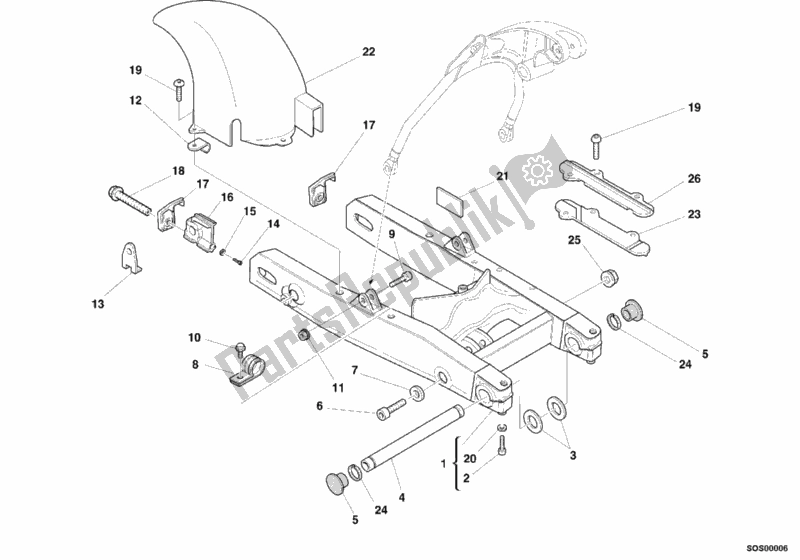 Todas las partes para Brazo Oscilante de Ducati Monster 750 2001