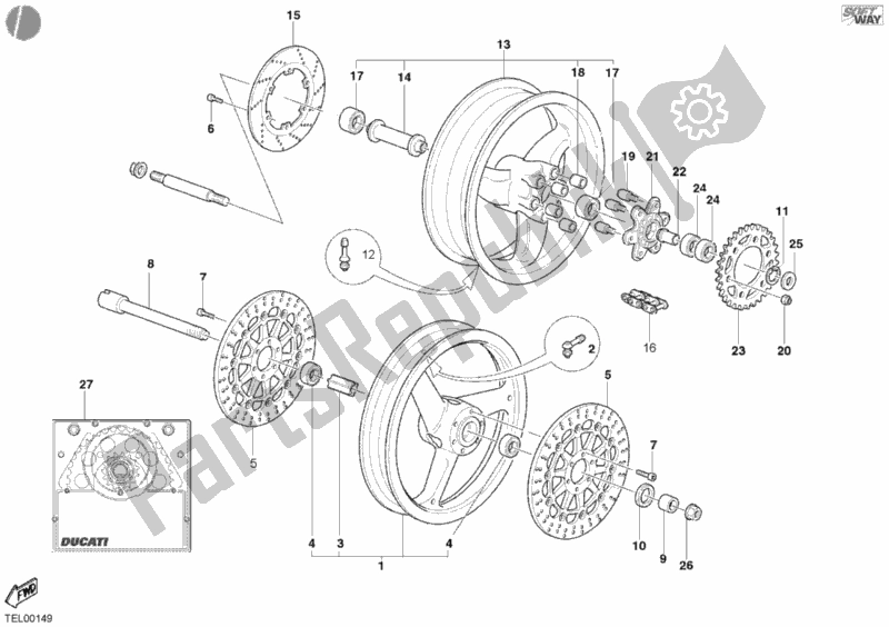 All parts for the Wheels of the Ducati Monster 750 2002