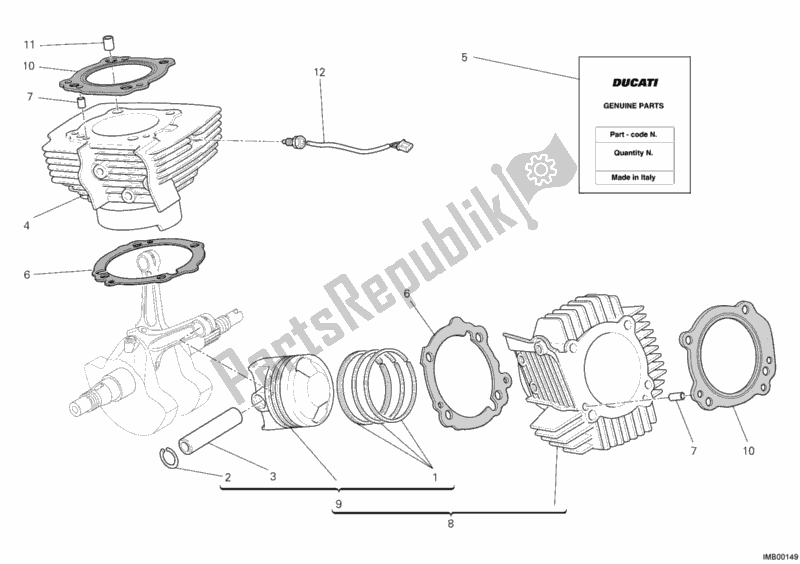 All parts for the Cylinder - Piston of the Ducati Monster 795 2012
