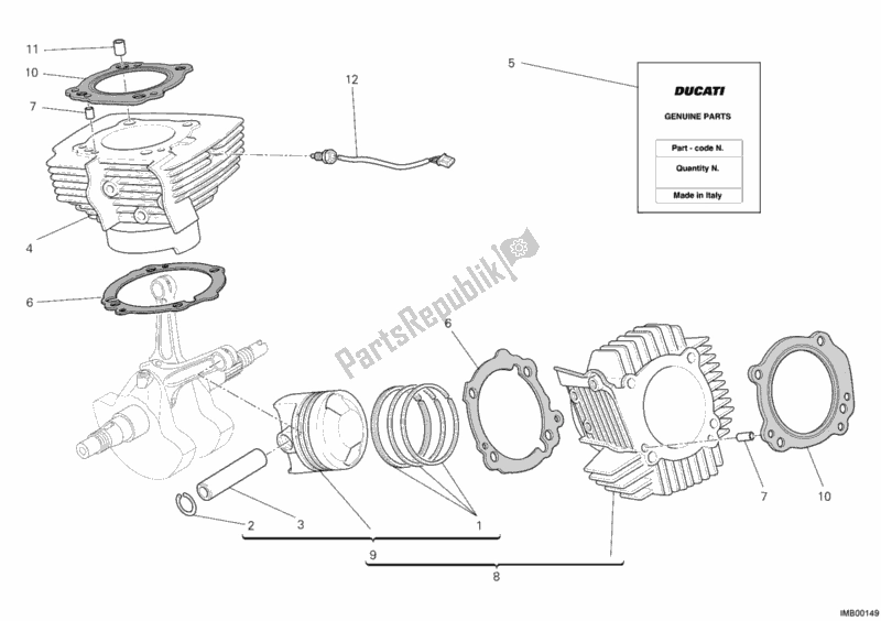 Toutes les pièces pour le Cylindre - Piston du Ducati Monster 795 2012