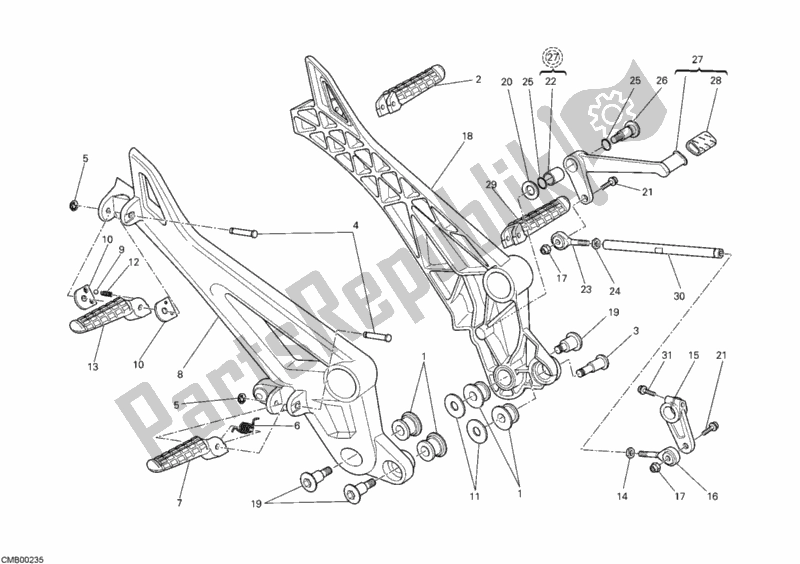 Toutes les pièces pour le Repose Pieds du Ducati Monster 795 2012