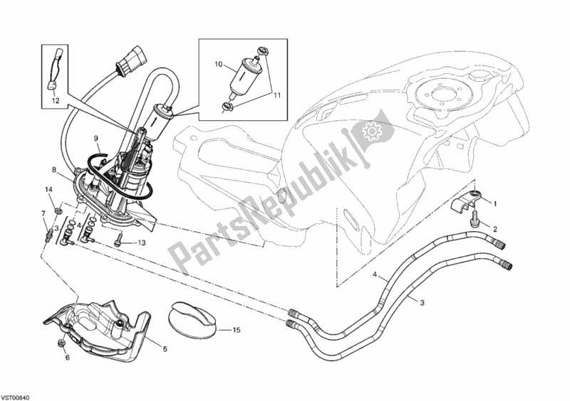 Alle onderdelen voor de Benzine Pomp van de Ducati Monster 795 2012