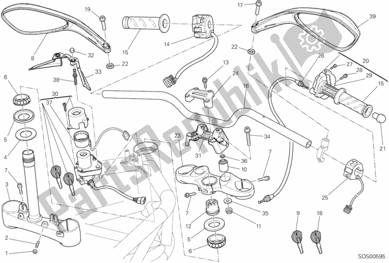 All parts for the Handlebar of the Ducati Monster 795 2012