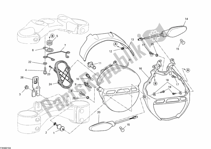 Alle onderdelen voor de Koplamp van de Ducati Monster 795 2012