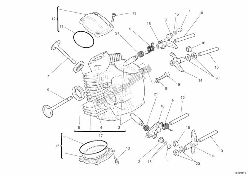 Alle onderdelen voor de Horizontale Cilinderkop van de Ducati Monster 795 2012