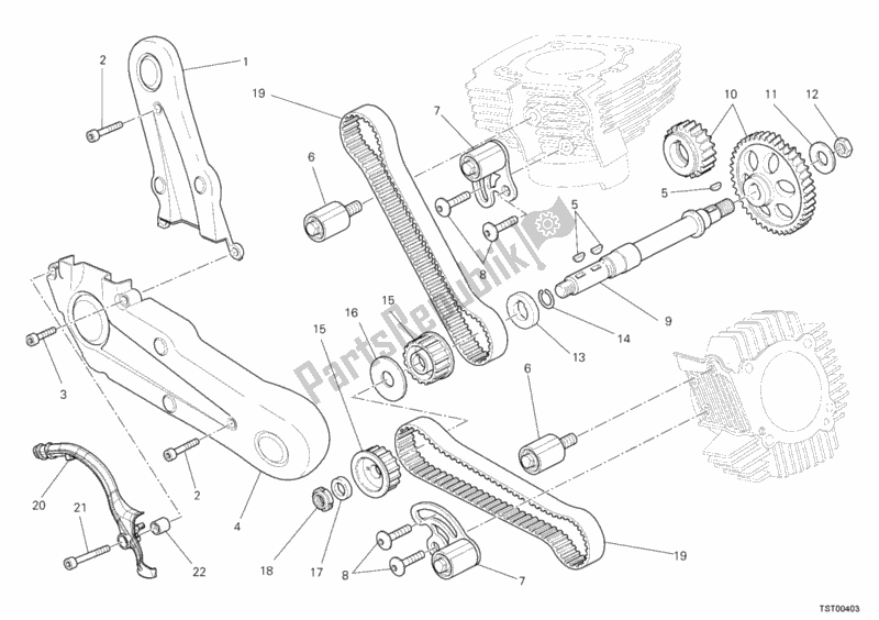 All parts for the Timing Belt of the Ducati Monster 795 2012