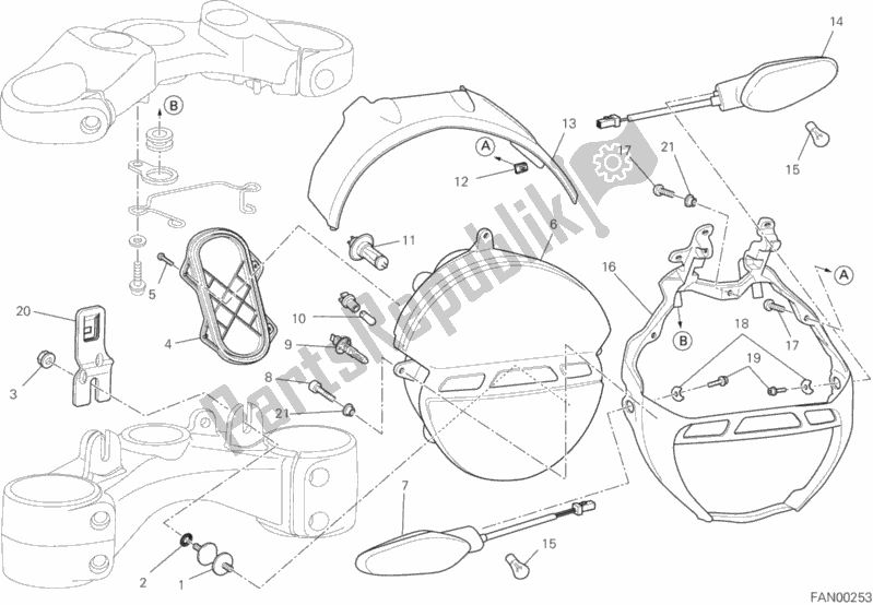 Tutte le parti per il 022 - Faro del Ducati Monster 795 2013