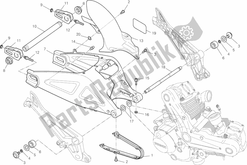 Todas las partes para Brazo Oscilante de Ducati Monster 795 2013