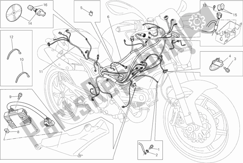 Tutte le parti per il Cablaggio Elettrico del Ducati Monster 795 2013