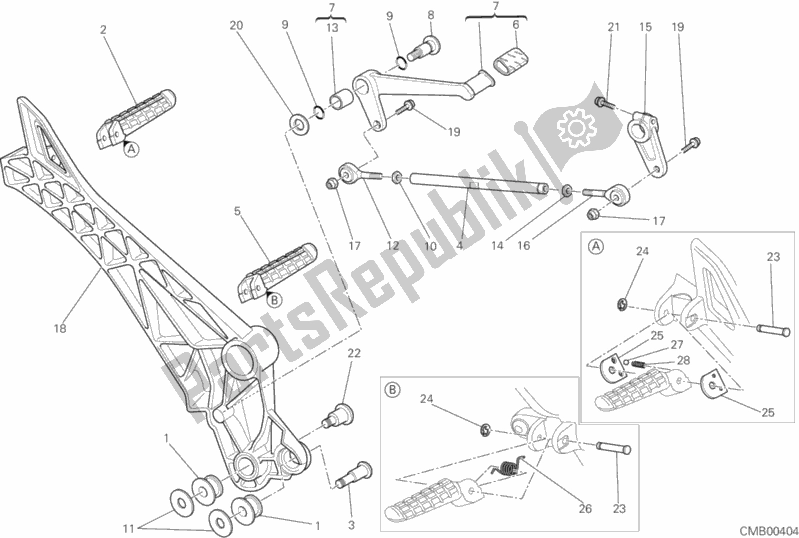 Alle onderdelen voor de Voetsteunen Links van de Ducati Monster 795 2014