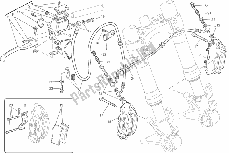 Tutte le parti per il Sistema Frenante Anteriore del Ducati Monster 795 2014